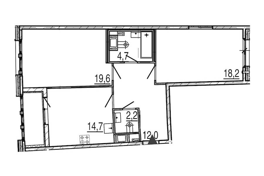 Двухкомнатная квартира в : площадь 73.4 м2 , этаж: 9 – купить в Санкт-Петербурге